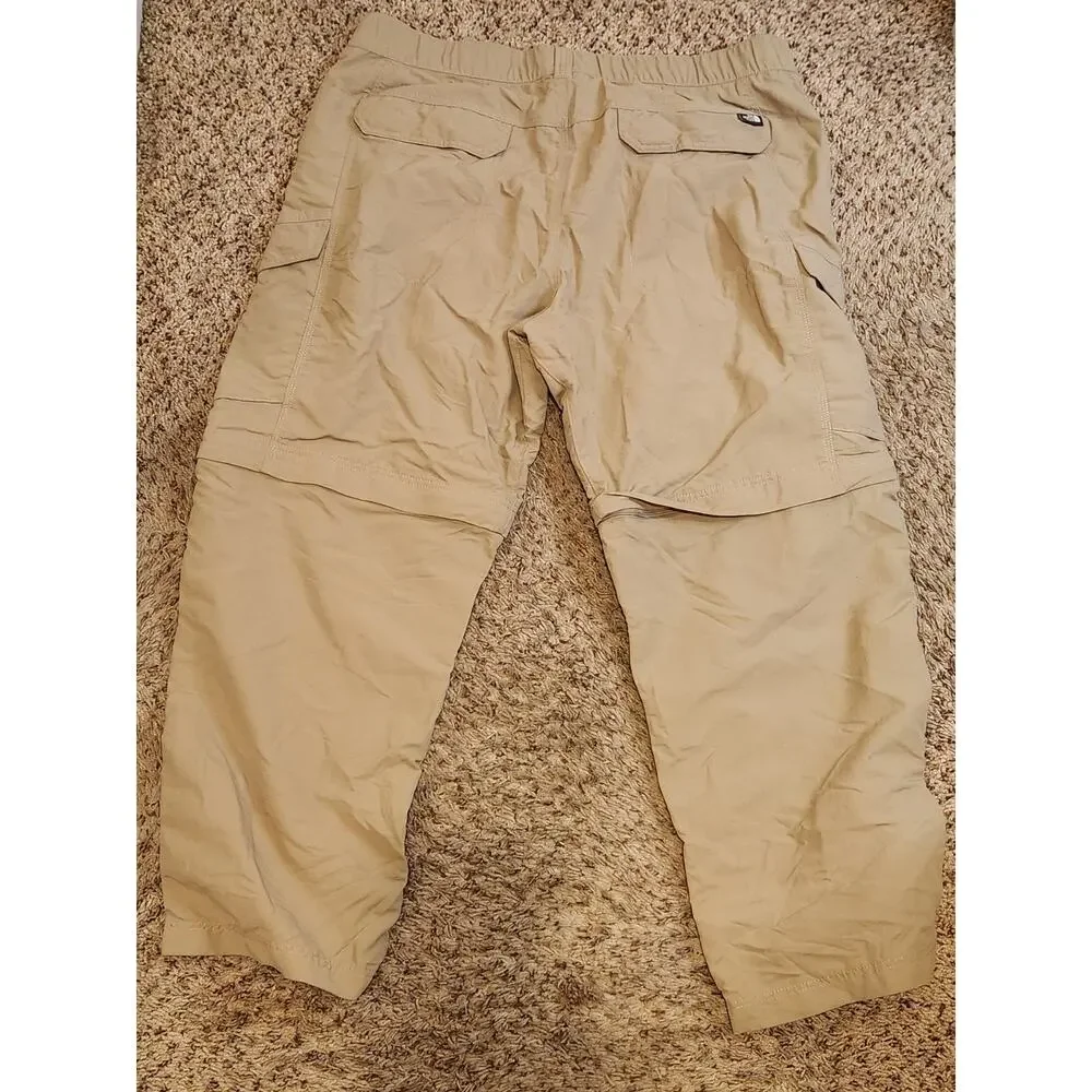 The North Face Men' XL Beige Convertible Zip-Off Hiking Trail Cargo Pants Shorts